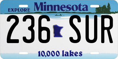 MN license plate 236SUR