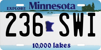 MN license plate 236SWI