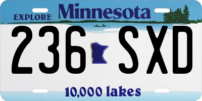 MN license plate 236SXD