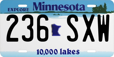 MN license plate 236SXW