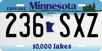 MN license plate 236SXZ