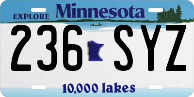 MN license plate 236SYZ