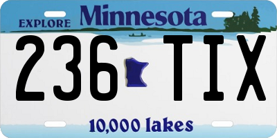 MN license plate 236TIX