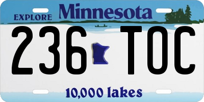 MN license plate 236TOC