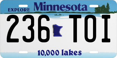 MN license plate 236TOI