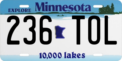 MN license plate 236TOL