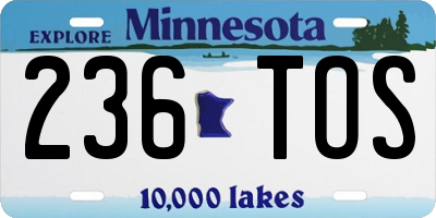 MN license plate 236TOS