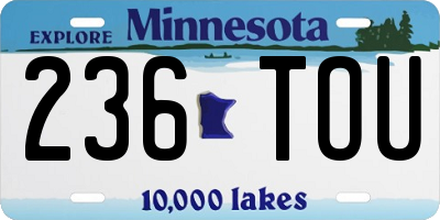 MN license plate 236TOU