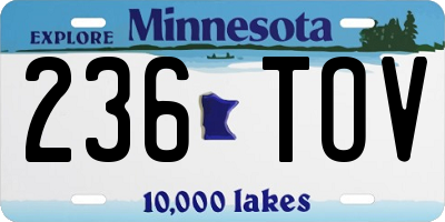 MN license plate 236TOV