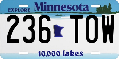 MN license plate 236TOW