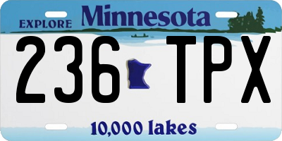 MN license plate 236TPX