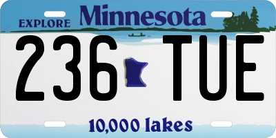MN license plate 236TUE