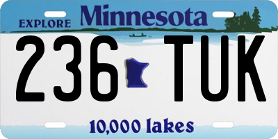 MN license plate 236TUK