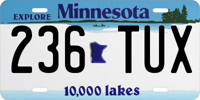 MN license plate 236TUX