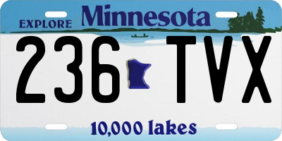 MN license plate 236TVX