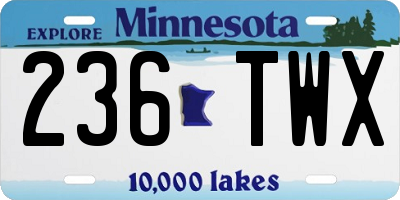 MN license plate 236TWX