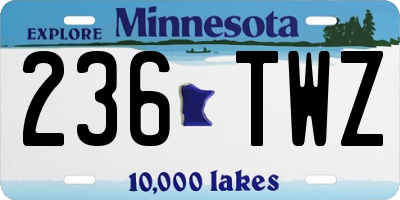 MN license plate 236TWZ