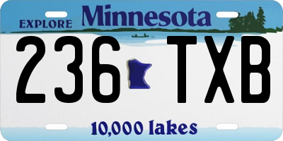 MN license plate 236TXB