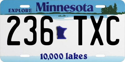 MN license plate 236TXC