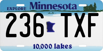 MN license plate 236TXF