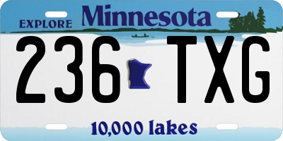 MN license plate 236TXG