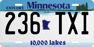 MN license plate 236TXI