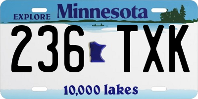MN license plate 236TXK