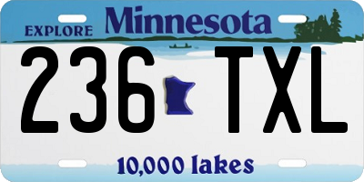 MN license plate 236TXL