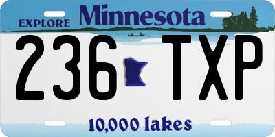 MN license plate 236TXP