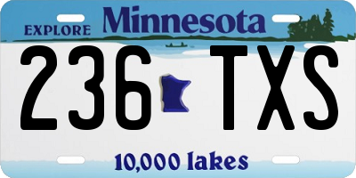 MN license plate 236TXS