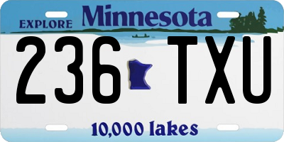 MN license plate 236TXU