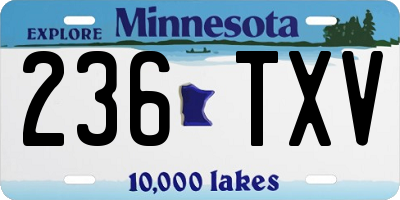 MN license plate 236TXV