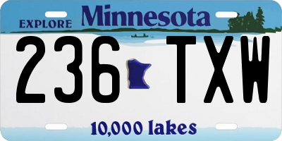 MN license plate 236TXW