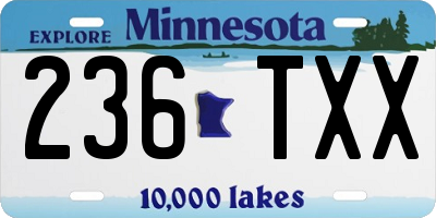 MN license plate 236TXX