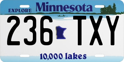 MN license plate 236TXY