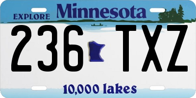 MN license plate 236TXZ