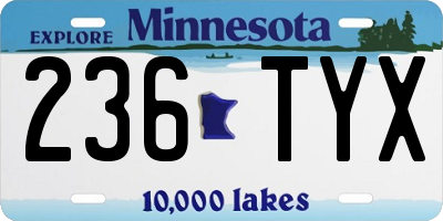 MN license plate 236TYX