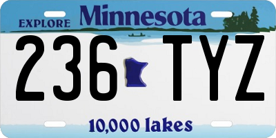 MN license plate 236TYZ