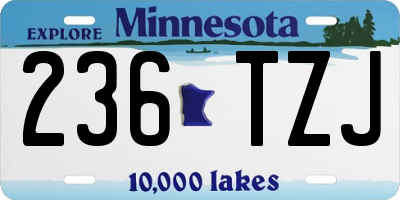 MN license plate 236TZJ