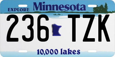MN license plate 236TZK