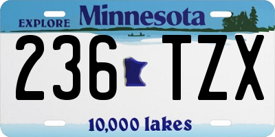 MN license plate 236TZX