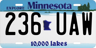 MN license plate 236UAW