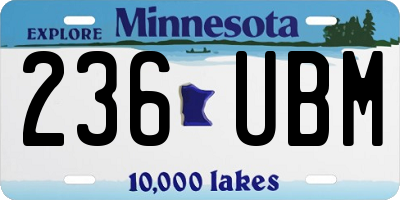 MN license plate 236UBM