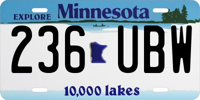 MN license plate 236UBW