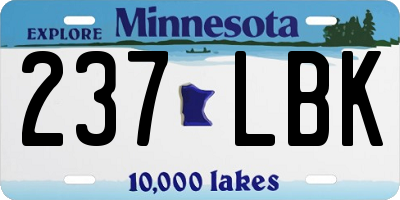 MN license plate 237LBK