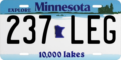 MN license plate 237LEG
