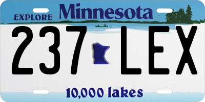 MN license plate 237LEX