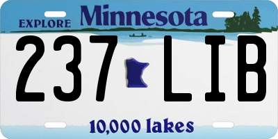 MN license plate 237LIB