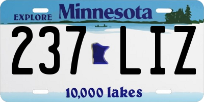 MN license plate 237LIZ
