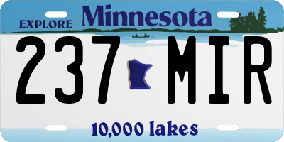 MN license plate 237MIR